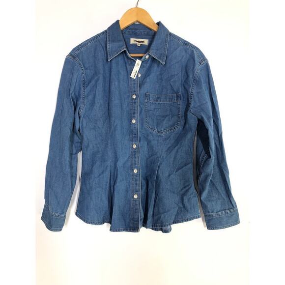 Madewell Chambray Top  Denim Darted Button Up Shirt Winnset Wash Blue NWT Small - Picture 6 of 12